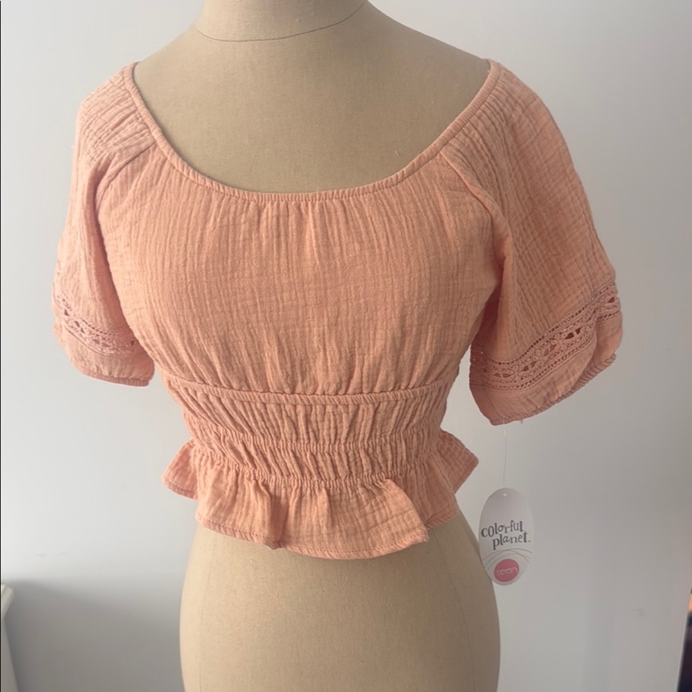Colorful Planet Peach Smocked Kids Blouse